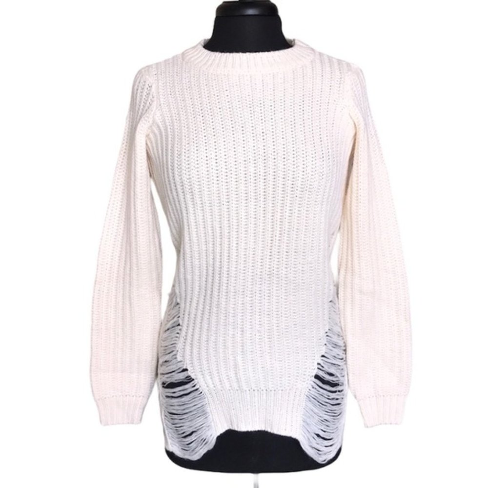 Venus Distressed Knitted Off White Sweater - Picture 3 of 6